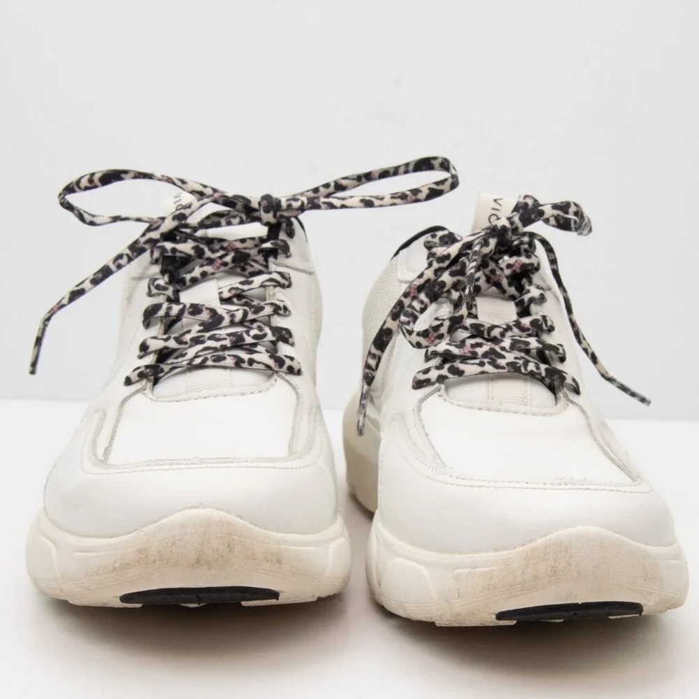Vionic Aris Trainers Leopard Sneakers Arch Support Tennis Shoes White Size 8